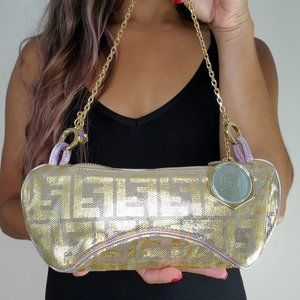 Limited Edition 2002 FENDI Zucca Gold & Lilac Pochette